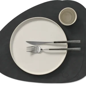 LIND DNA Placemats Nupo - Leer - Black - Curved - 44 x 37 cm - 2 Stuks