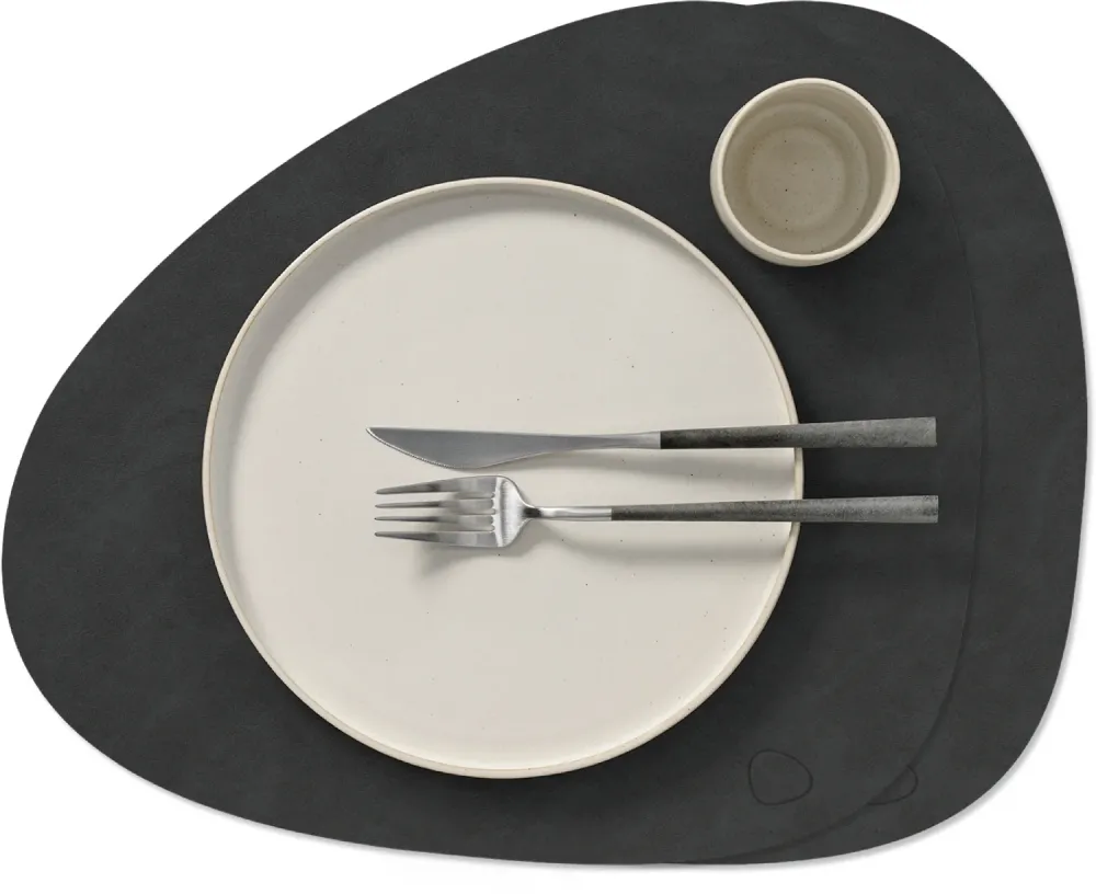 LIND DNA Placemats Nupo - Leer - Black - Curved - 44 x 37 cm - 2 Stuks