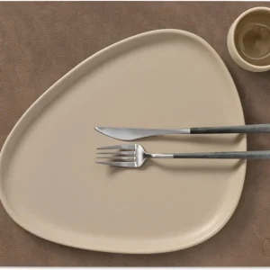 LIND DNA Placemats Nupo - Leer - Brown / Sand - dubbelzijdig - 45 x 35 cm - 2 Stuks