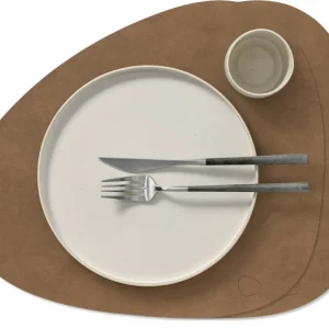 LIND DNA Placemats Nupo - Leer - Brown - Curved - 44 x 37 cm - 2 Stuks