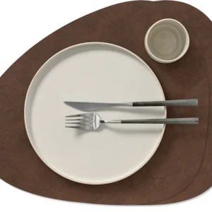 LIND DNA Placemats Nupo - Leer - Dark Brown - Curved - 44 x 37 cm - 2 Stuks