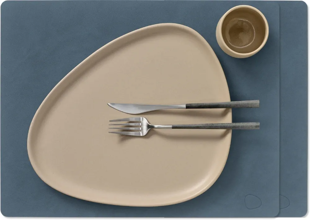 LIND DNA Placemats Nupo - Leer - Dark Blue - 45 x 35 cm - 2 Stuks