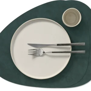 LIND DNA Placemats Nupo - Leer - Dark Green - Curved - 44 x 37 cm - 2 Stuks