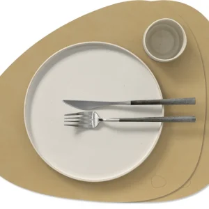 LIND DNA Placemats Nupo - Leer - Khaki - Curved - 44 x 37 cm - 2 Stuks