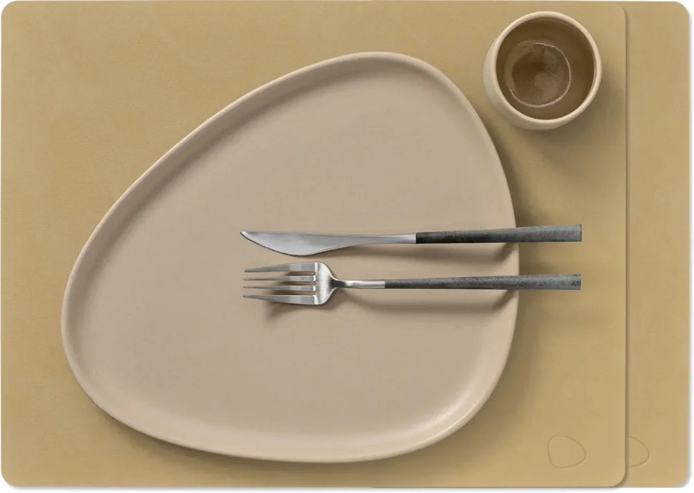 LIND DNA Placemats Nupo - Leer - Khaki - 45 x 35 cm - 2 Stuks