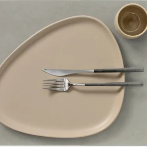 LIND DNA Placemats Nupo - Leer - Lichtgrijs 45 x 35 cm - 2 Stuks