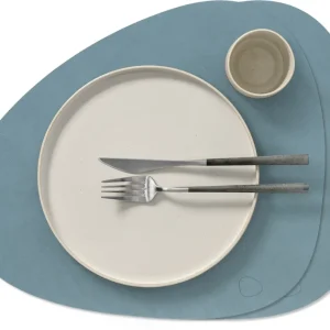LIND DNA Placemats Nupo - Leer - Light Blue - Curved - 44 x 37 cm - 2 Stuks