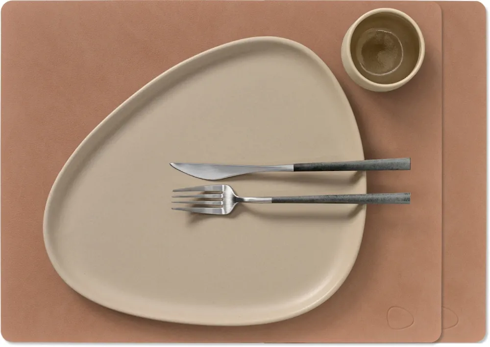 LIND DNA Placemats Nupo - Leer - Old Rose - 45 x 35 cm - 2 Stuks