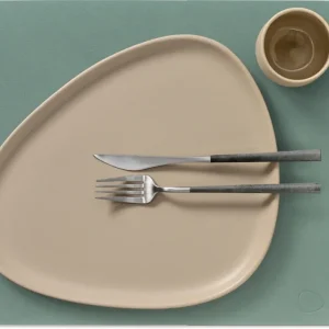 LIND DNA Placemats Nupo - Leer - Pastel Green - 45 x 35 cm - 2 Stuks