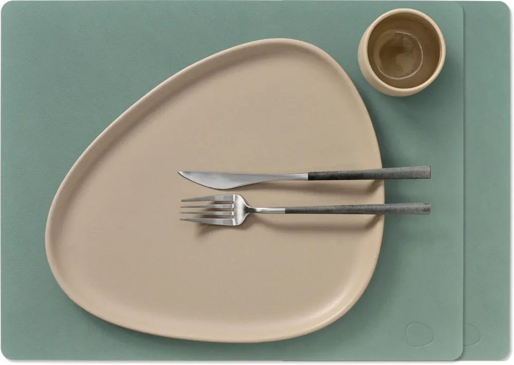 LIND DNA Placemats Nupo - Leer - Pastel Green - 45 x 35 cm - 2 Stuks
