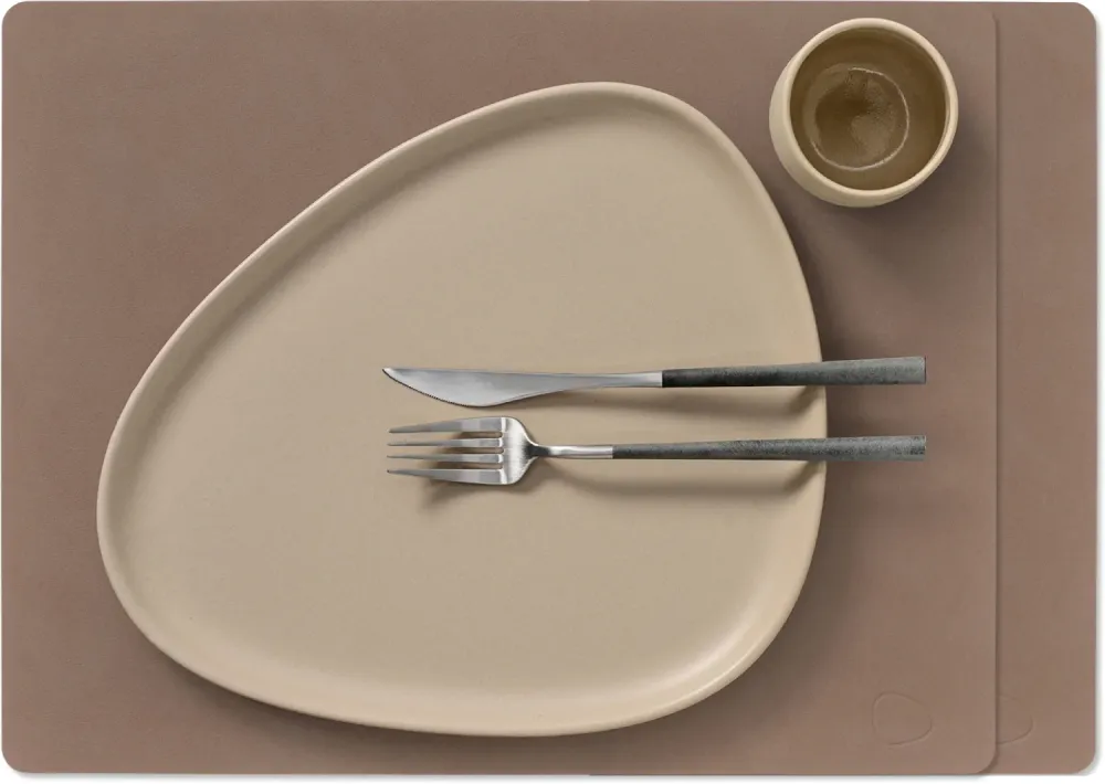 LIND DNA Placemats Nupo - Leer - Truffle - 45 x 35 cm - 2 Stuks