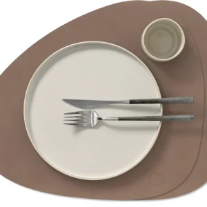 LIND DNA Placemats Nupo - Leer - Truffle - Curved - 44 x 37 cm - 2 Stuks
