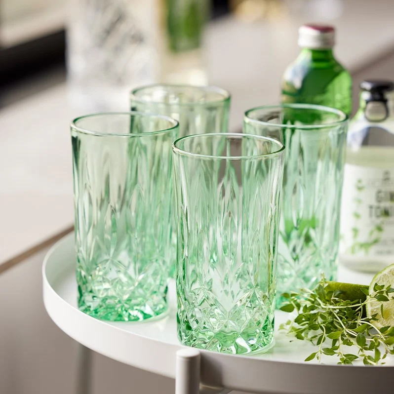 Lyngby Glas Longdrinkglazen Sorrento groen 38 cl (set van 4)