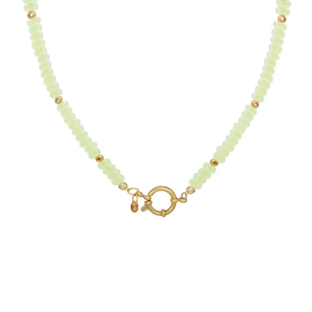 Madam label Ketting sammie big lichtgroen goud