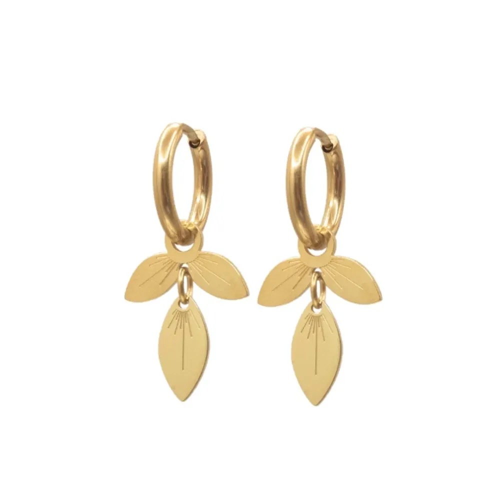 Madam label Oorringen (twisted) small leaf goud