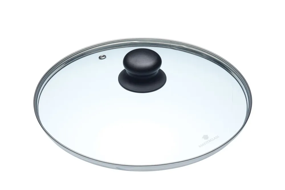 Glazen Deksel met Zwarte Knop 26 cm Masterclass