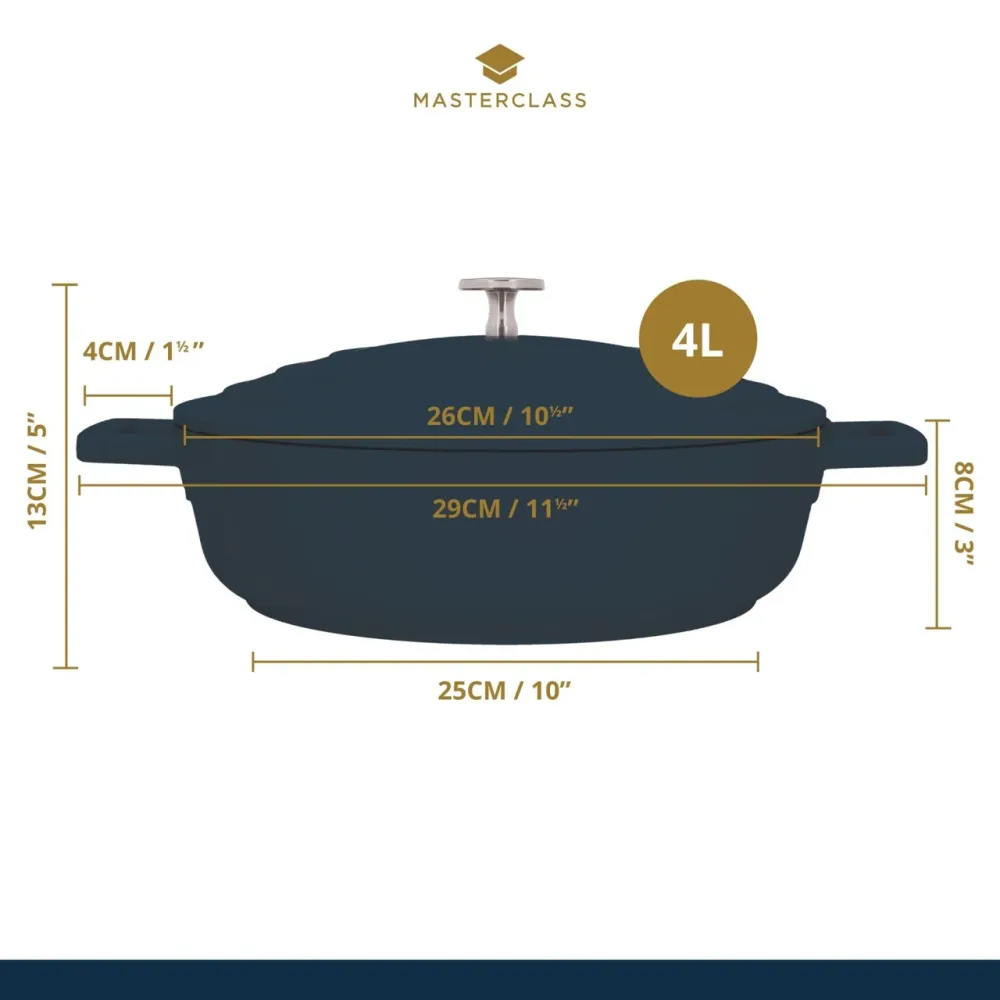 Lage Braadpan Zwart Gietaluminium 28 cm Masterclass