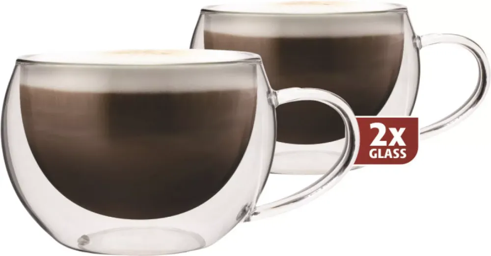 Dubbelwandig Glas Cappuccino 300 ml - set 2 stuks Maxxo