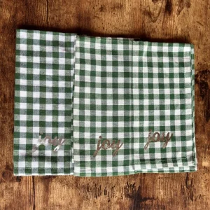 NA-SE-004 Servilletas Cuadros Verdes, Letrero Joy x 8 Navidad MCM Home