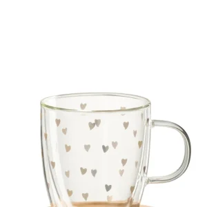 Mok Hart Glas Transparant/Goud
