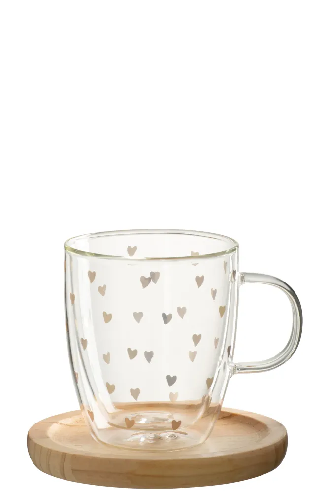 Mok Hart Glas Transparant/Goud