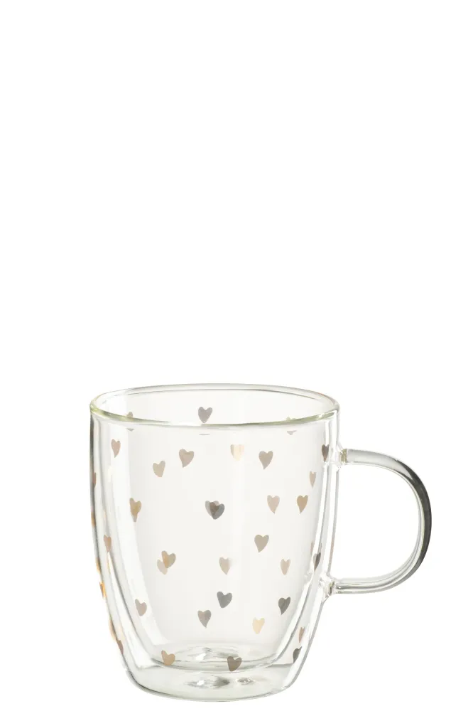 Mok Hart Glas Transparant/Goud