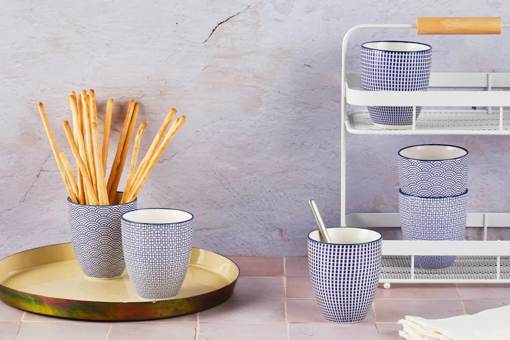 Mok PATTERN 30cl - 6 stuks - Donker blauw