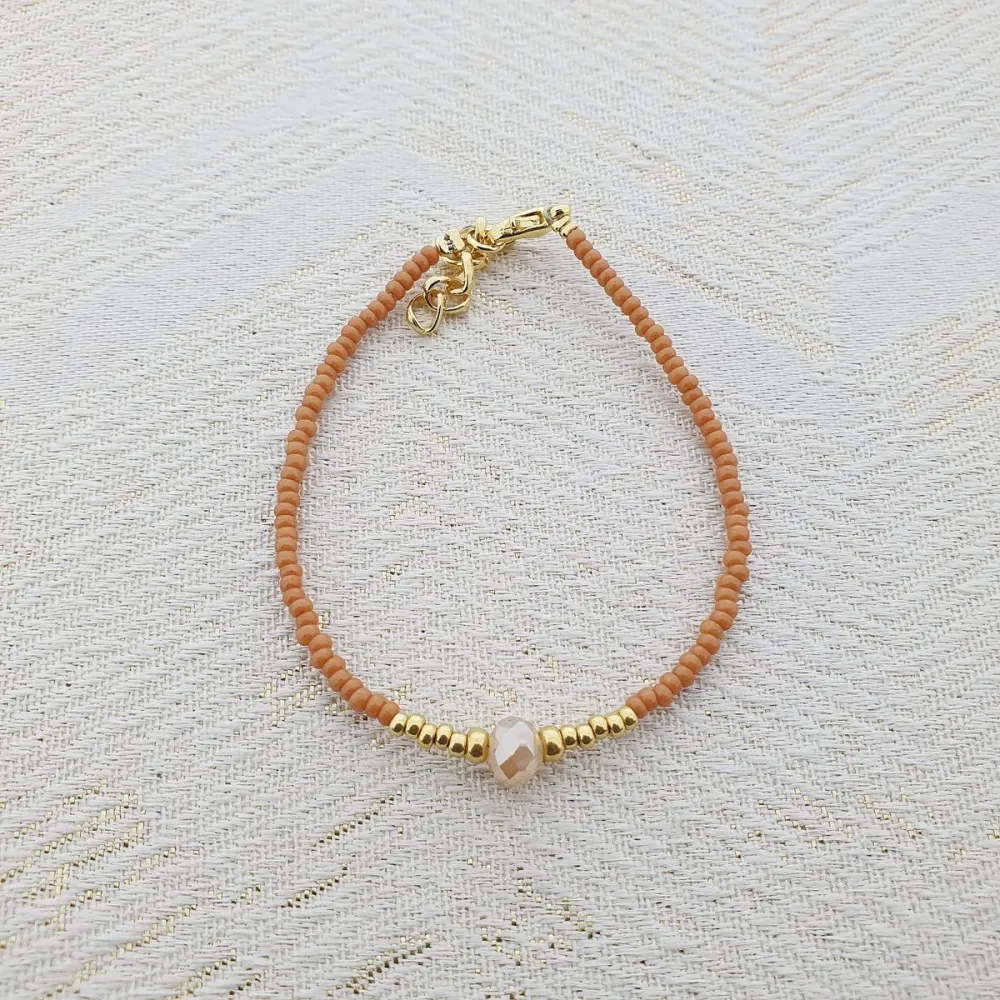 Mooi! Jewels armband met miyuki beads en facetkraal camel