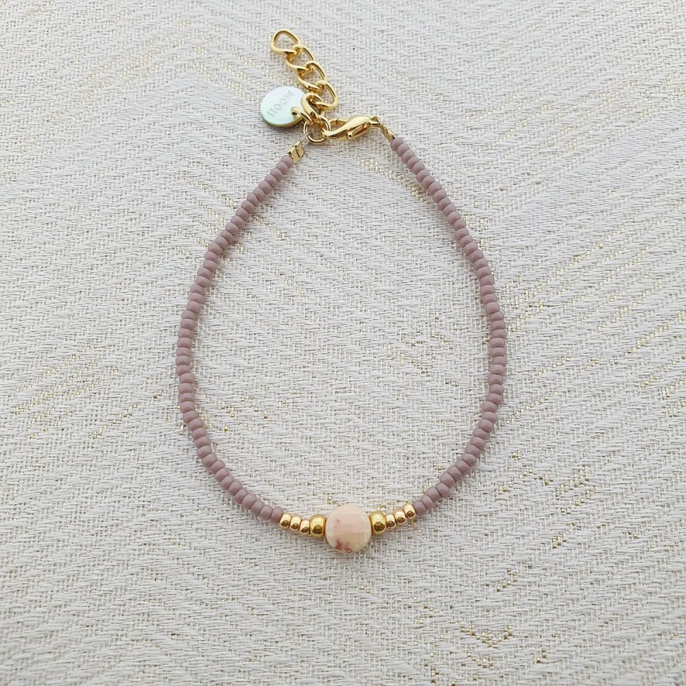 MOOI! Jewels armband met natuursteen goud taupe