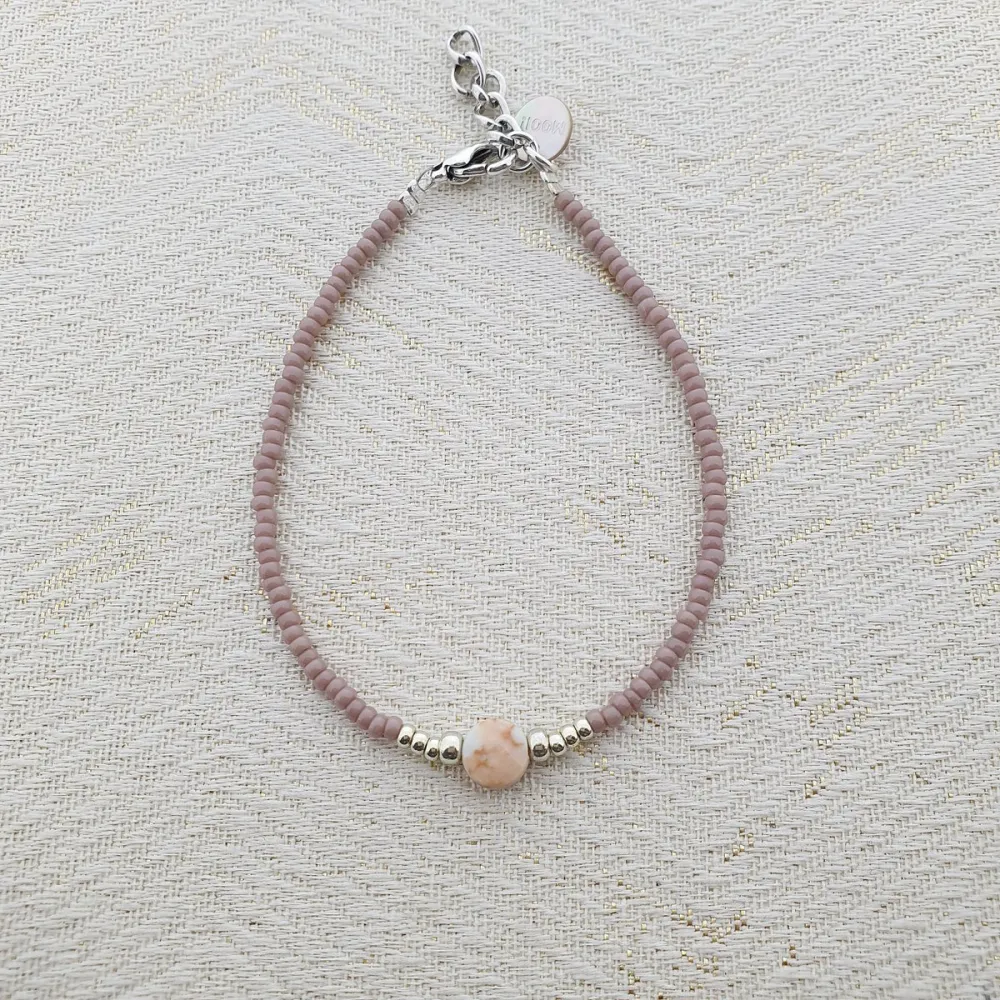 MOOI! Jewels armband met natuursteen zilver taupe