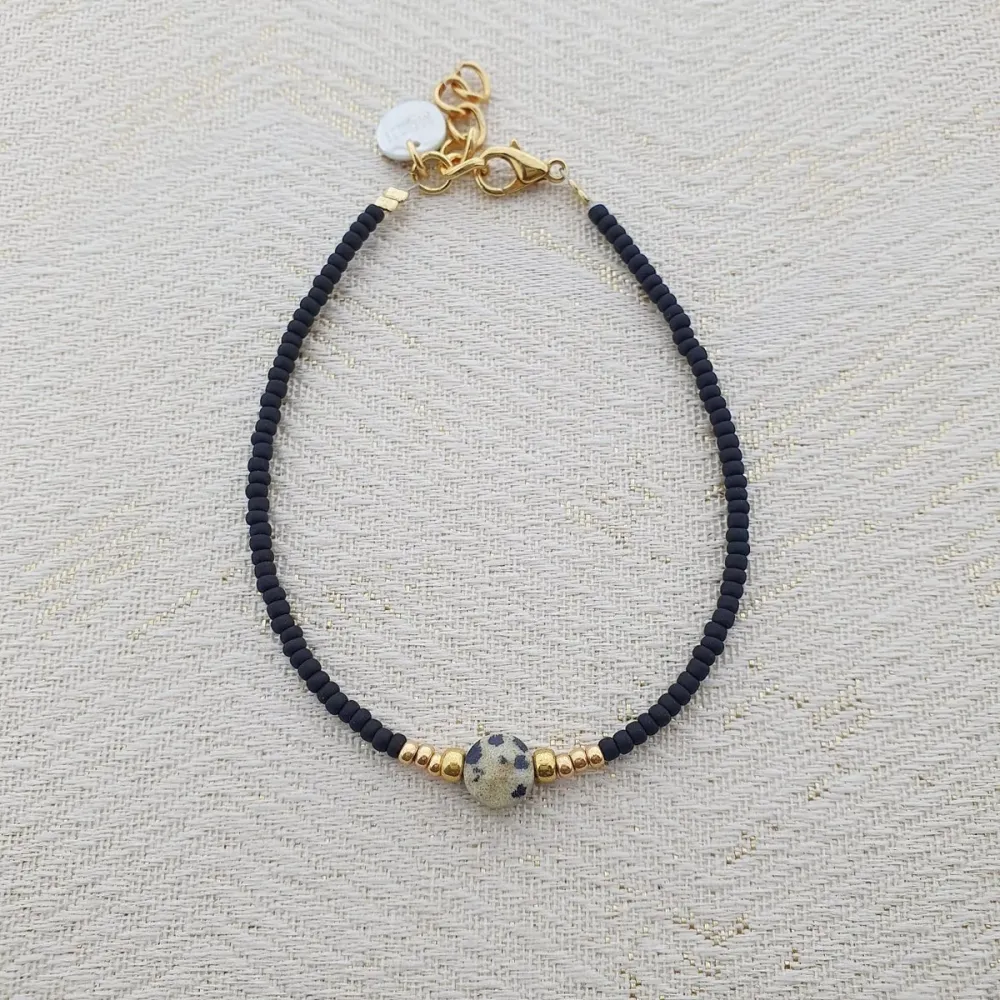 Mooi! Jewels armband met natuursteen zwart goud