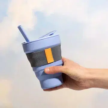 Mugg herbruikbaar/opvouwbaar. 16oz, lavendelblauw