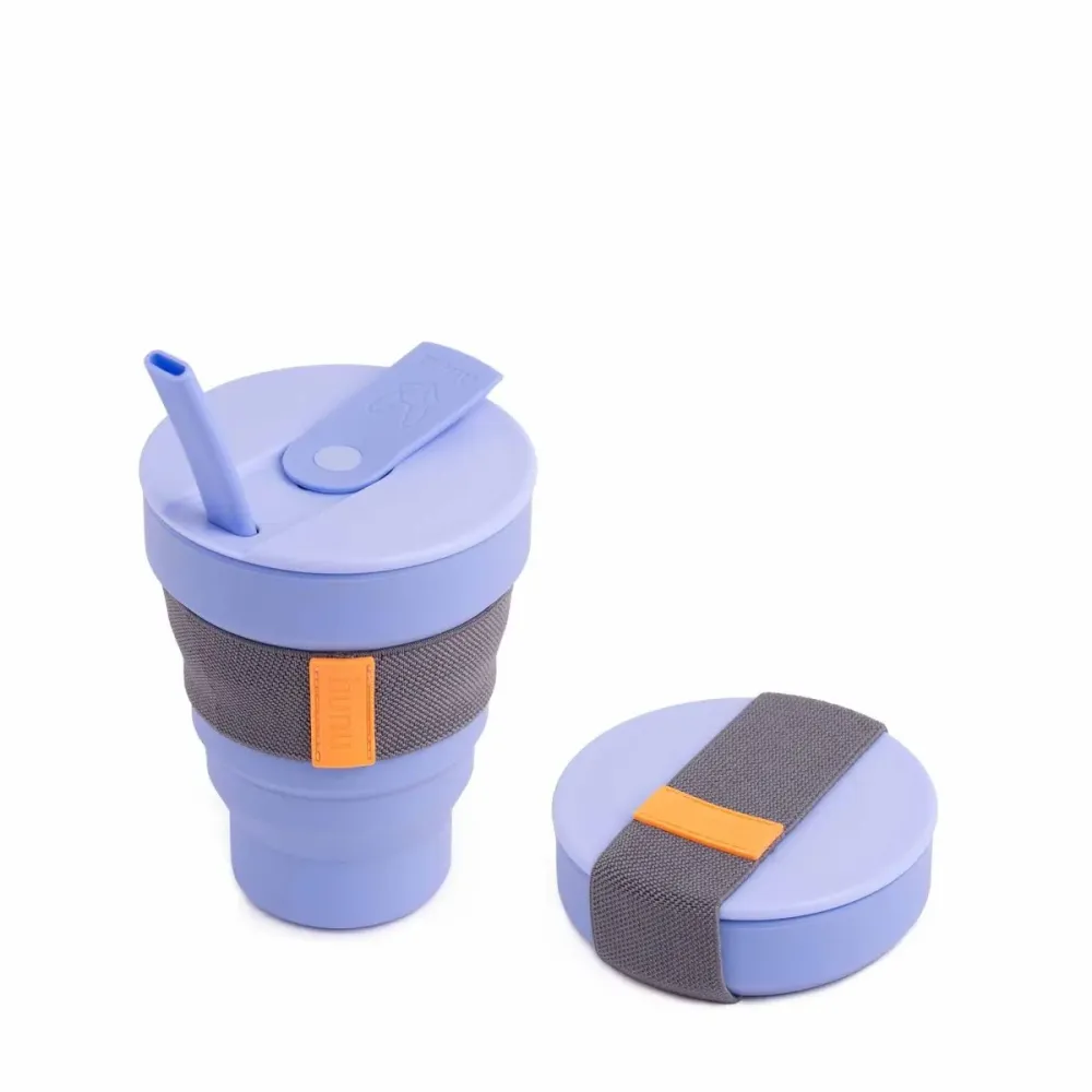 Mugg herbruikbaar/opvouwbaar. 16oz, lavendelblauw