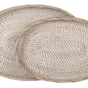 Ovaal rotan dienblad Saint Barths, set van 2 - per 2 stuks bestellen MUST Living