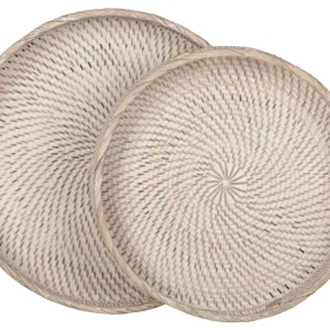 Rond rotan dienblad Saint Barths, set van 2 - bestel per 2 stuks MUST Living