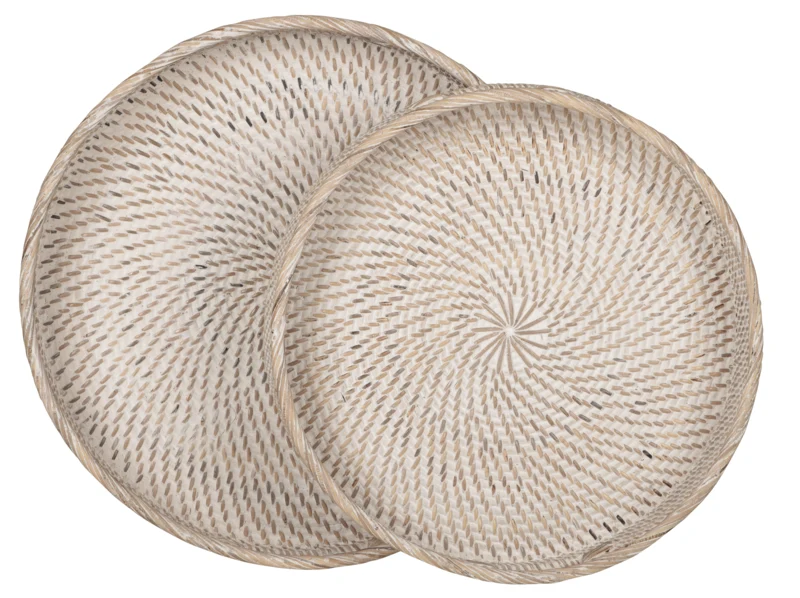 Rond rotan dienblad Saint Barths, set van 2 - bestel per 2 stuks MUST Living