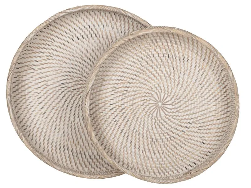 Rond rotan dienblad Saint Barths, set van 2 - bestel per 2 stuks MUST Living