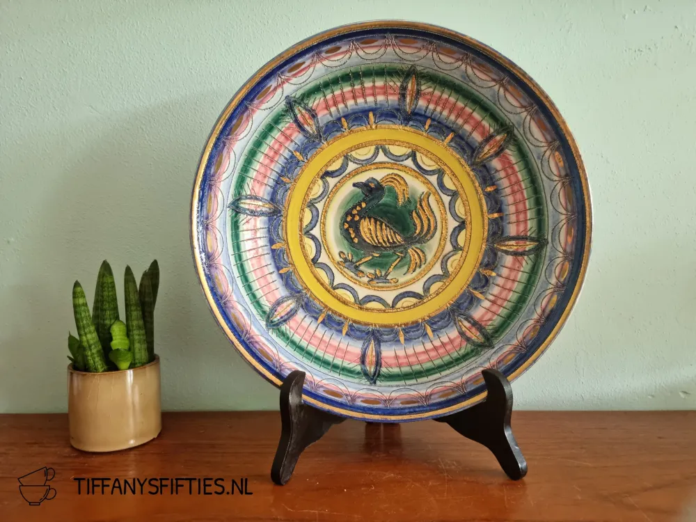 Grote decoratieve schaal Boch Keralux met vogel My Store