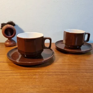 Kop met schotel Boch "Capuccino" bruin My Store