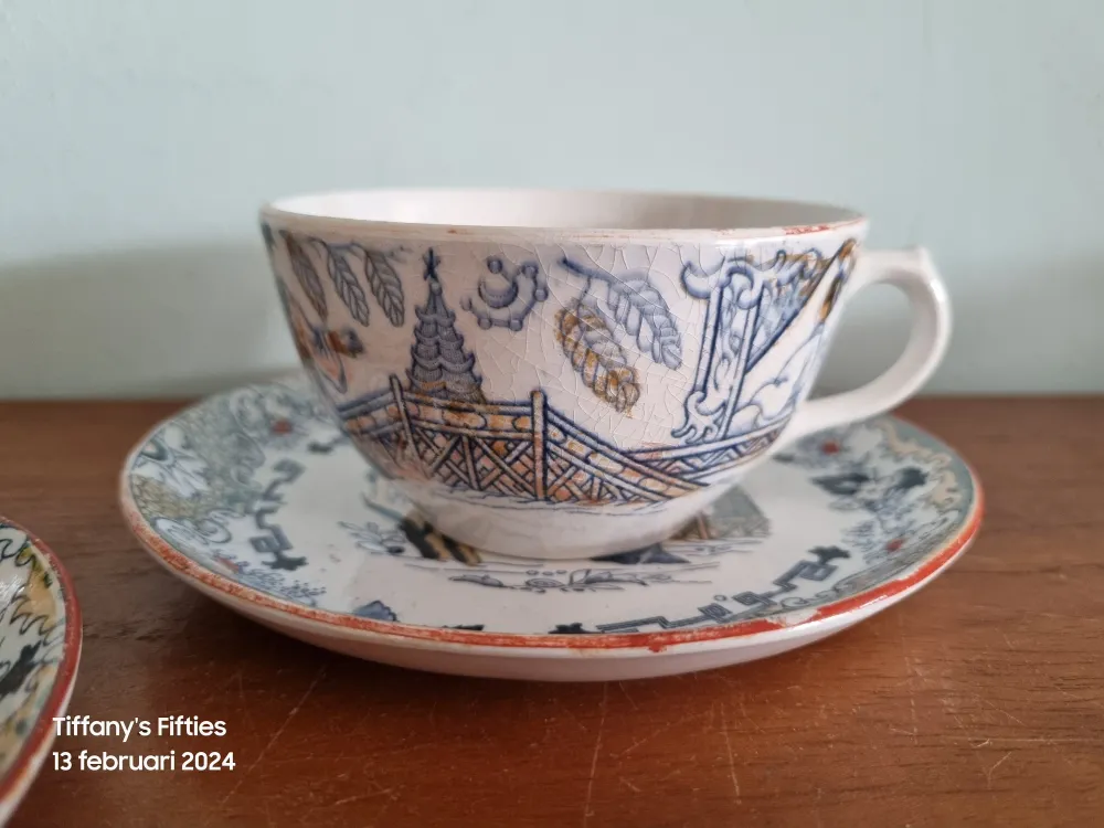 2 kopjes met schotel Boch "Boule" decor Timor My Store