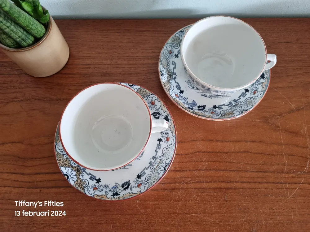 2 kopjes met schotel Boch "Boule" decor Timor My Store
