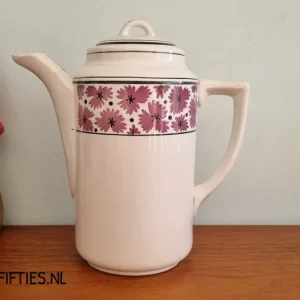 Oude brocante koffiepot Boch "Namur" paarse bloemen My Store
