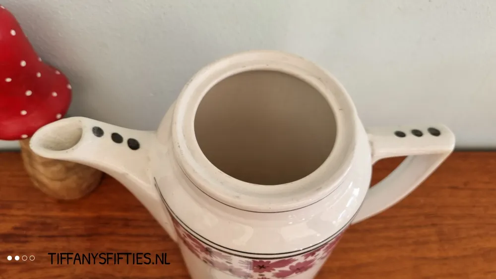 Oude brocante koffiepot Boch "Namur" paarse bloemen My Store