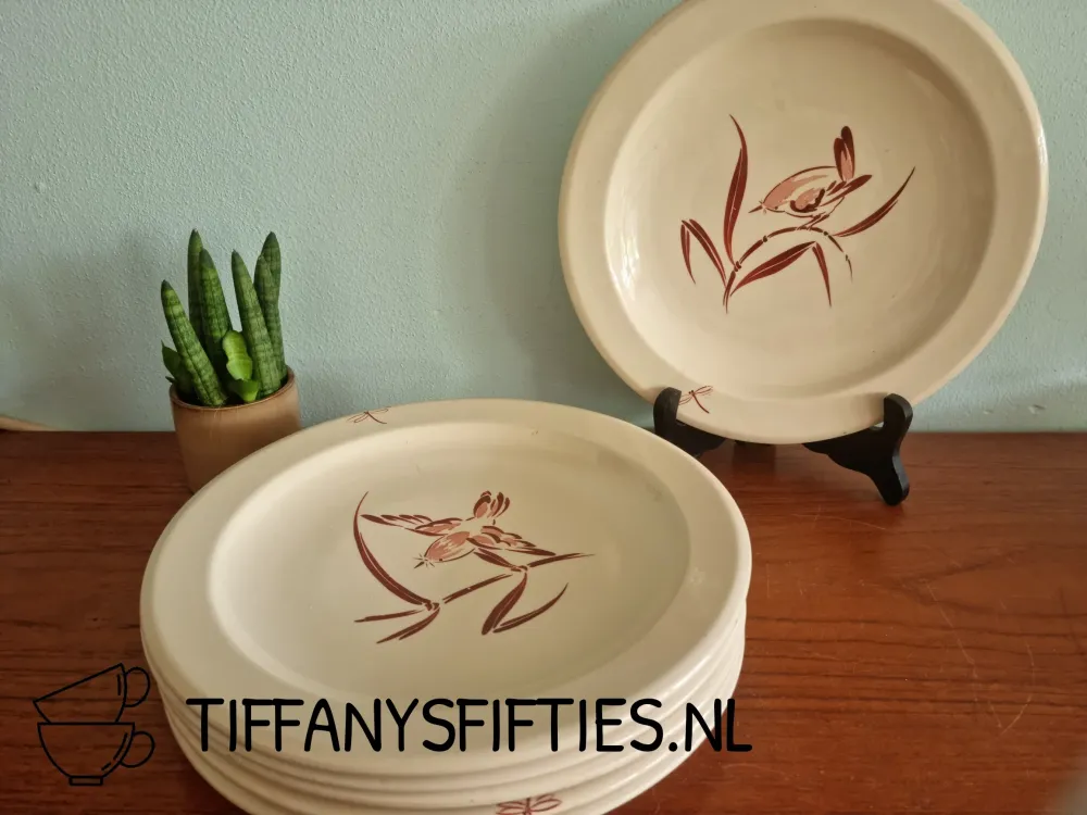 Set 6 dinerborden Boch M. Goupy vogels My Store
