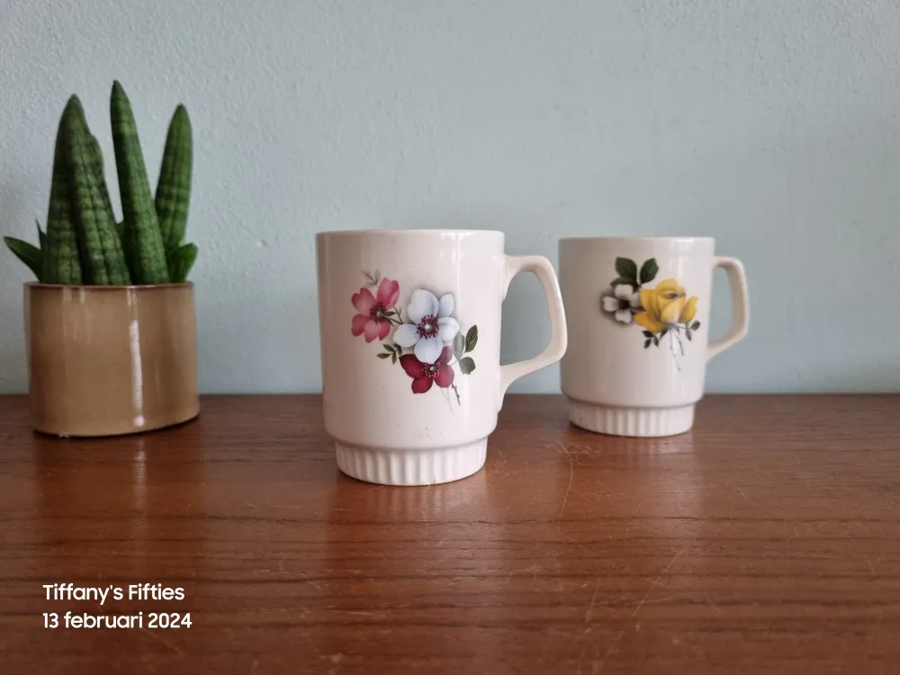 Set 2 hoge kopjes Boch "Delta" Série de 6 Fleurs My Store