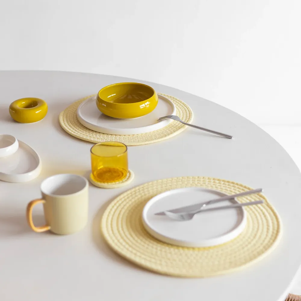 Ona - Placemat 35cm sunny yellow Piff - Set van 4