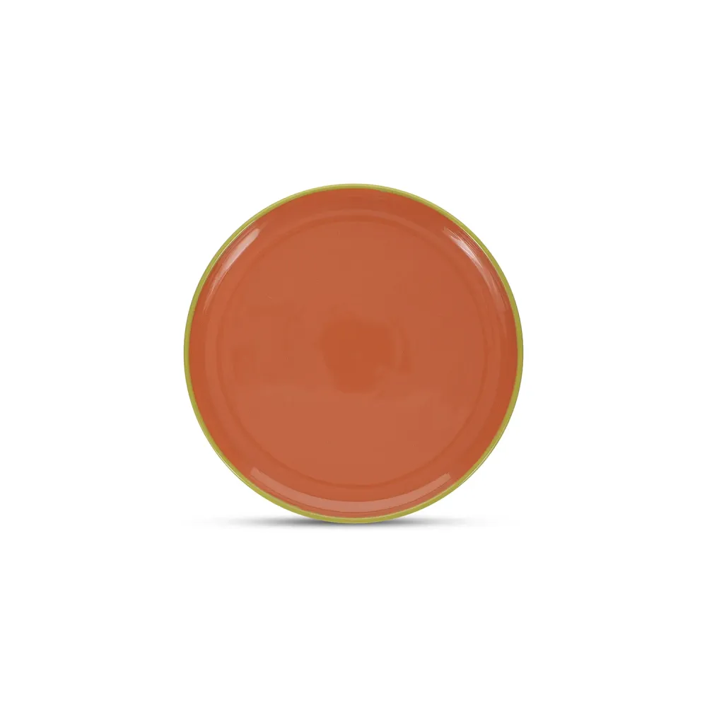 Ona - Plat bord 26xH2,5cm oranje/groen Duo - Set van 4