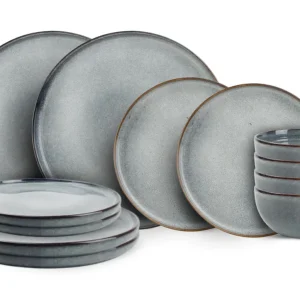 Ona Serviesset Duna Blue 12-delig / 4 personen - 4 dinerborden, 4 ontbijtborden en 4 kommen