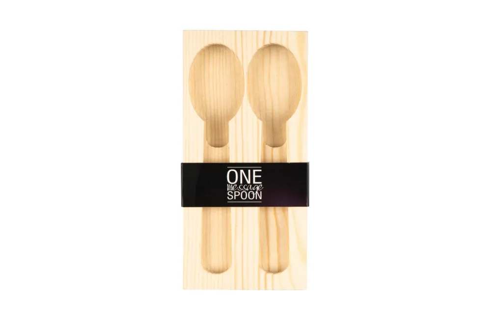 Houten Geschenkverpakking voor 2 Lepels One Message Spoon