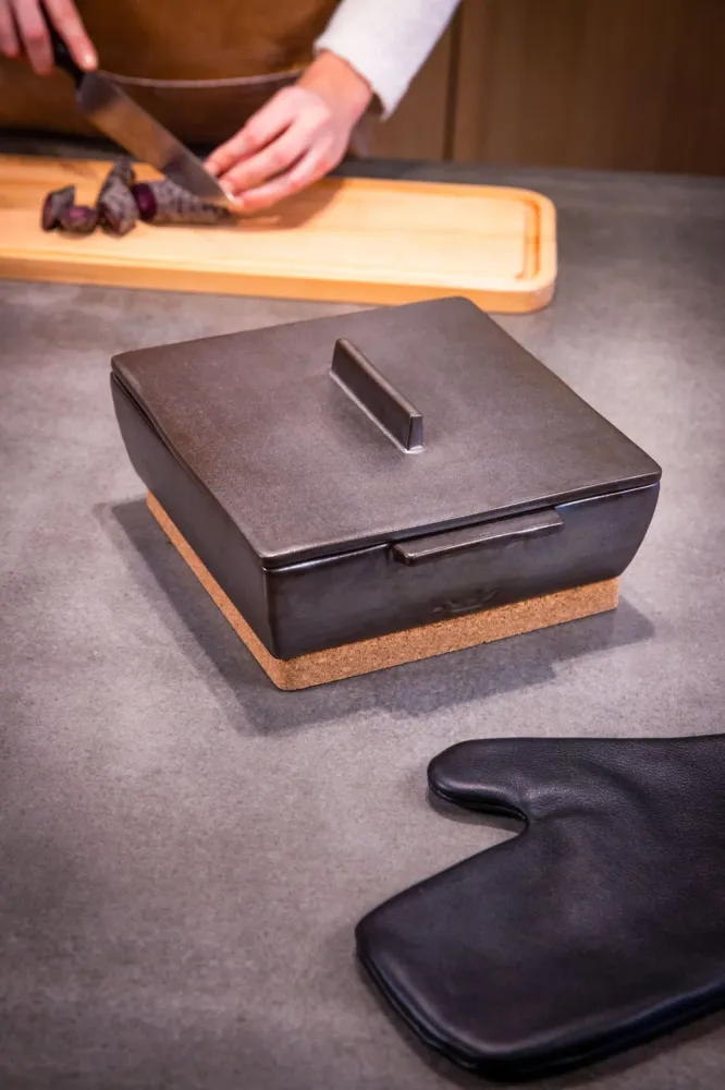 Ovenschalenset, rechthoekig, medium - platina mat